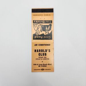 Vintage Harold's Club- Long Beach California 1960s Matchbook Ephemera